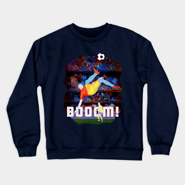 Booom- man kicking soccer ball Crewneck Sweatshirt by SW10 - Soccer Art